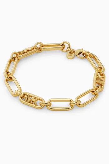 Chain Link Empire Logo Bracelet in 14kt Gold-plated Brass