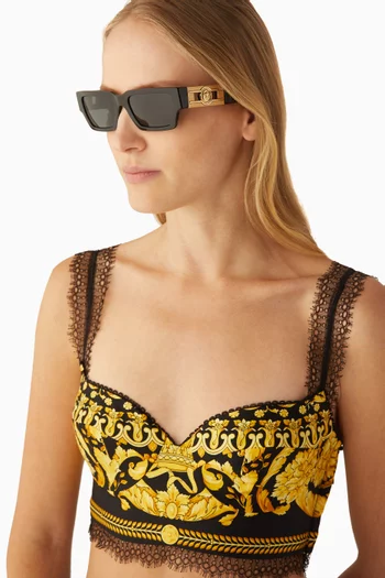 Medusa Head Rectangular Sunglasses