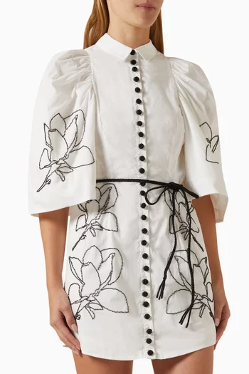 Charleigh Bead Mini Shirt Dress in Organic Cotton