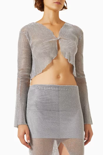Flared-sleeve Top in Mesh