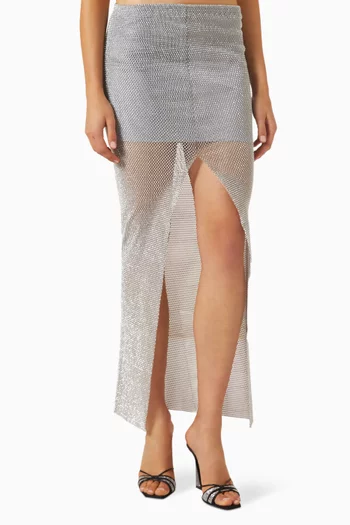 Rhinestone-embellished Skirt in Mesh
