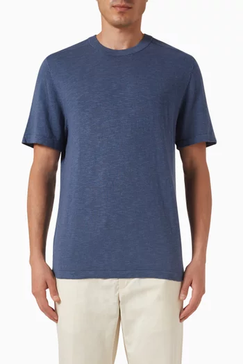 Knitted Short-sleeve T-shirt in Cotton-linen