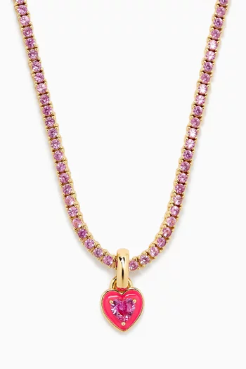 Mini Ballier Heart Charm Necklace in Gold-plated Brass