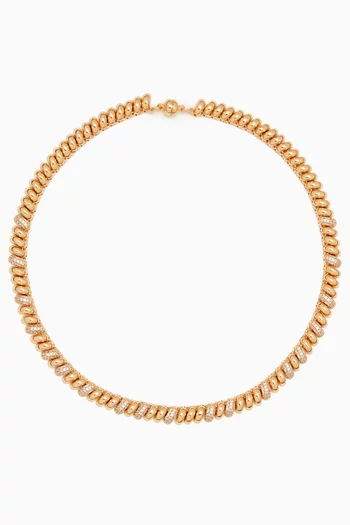 The Ridged Marbella Pavé Necklace in Gold-plated Brass