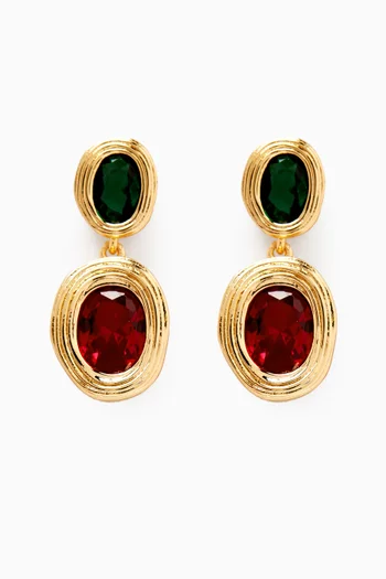 The Royale Stone Drop Earrings in Gold-plated Brass