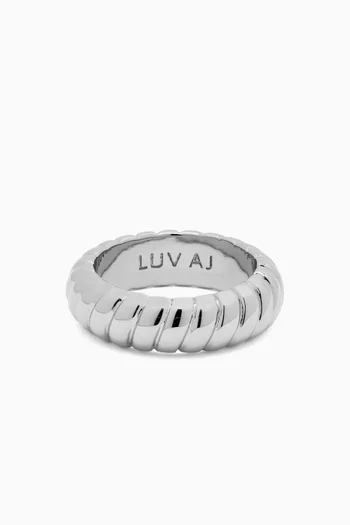 Ridged Marbella Ring in Silver-plated Brass
