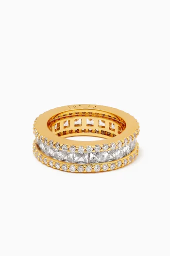 Triple Crystal Band Ring in Gold-plated Brass