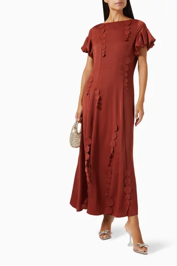 A-line Frilled Sleeved Maxi Dress