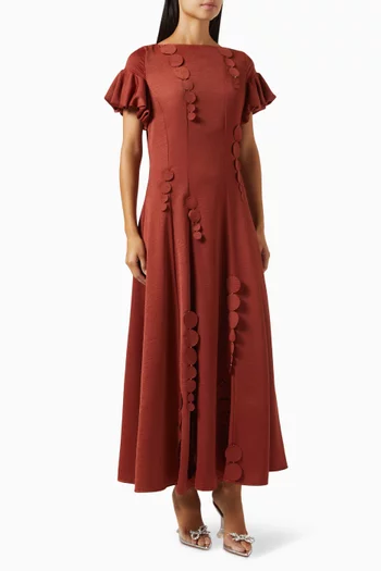A-line Frilled Sleeved Maxi Dress