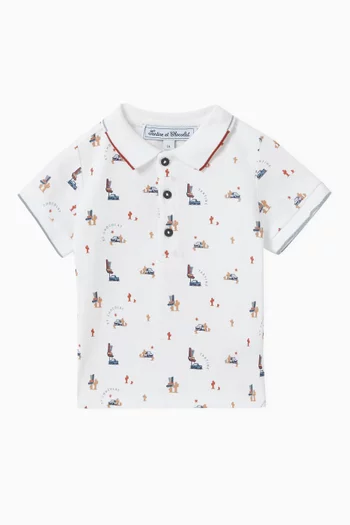 Graphic-print Polo Shirt in Cotton