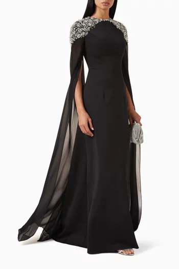 Embellished Maxi Gown in Knit Jersey