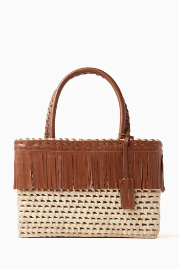 Lele Tote Bag in Straw & Leather