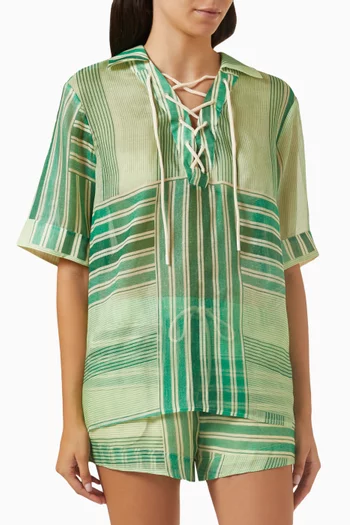 Marisol Corded Shirt in Silk Wool Blend