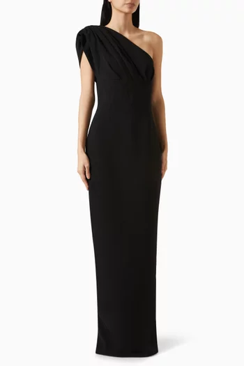 Winnie One-shoulder Gown in Moss-crepe