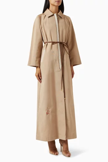 Belted Jacket Abaya in Cotton-blend