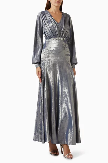 Metallic-print Maxi Dress in Silk