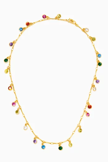 Mini Bezel Drip Drop Necklace in Gold-plated Brass