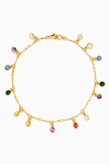 Mini Bezel Drip Drop Anklet in Gold-plated Brass