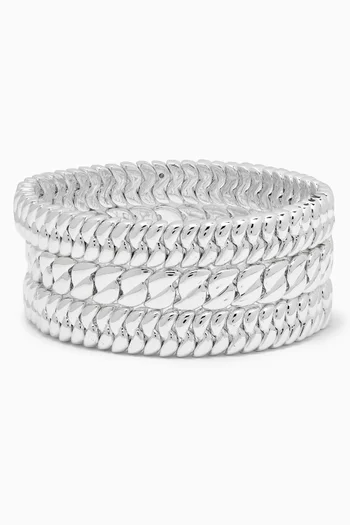 The Super Silver Stack Bracelets in Metal, Set of 3