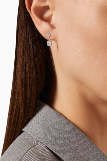 أقراط بتصميم منزلق مرصعة بماس آشر ذهب أبيض عيار 18