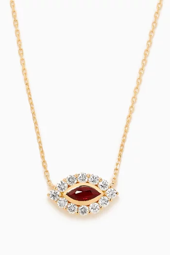 Evil Eye Ruby & Diamond Pendant in 18kt Yellow Gold
