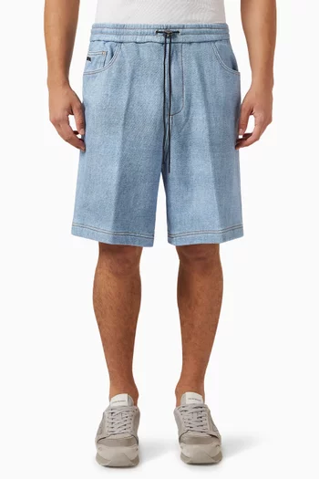 Denim-effect Shorts in French Cotton Terry