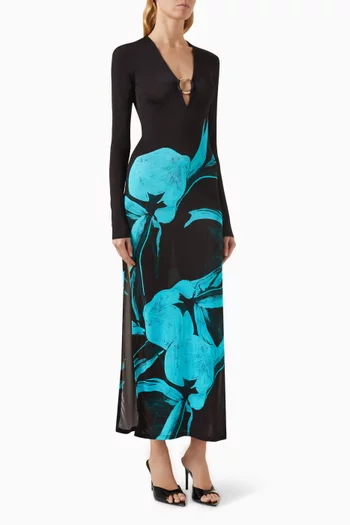 Helios Ring Maxi Dress in Viscose-jersey