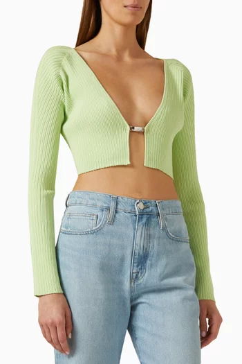 Ribbed-knit Cropped Cardigan