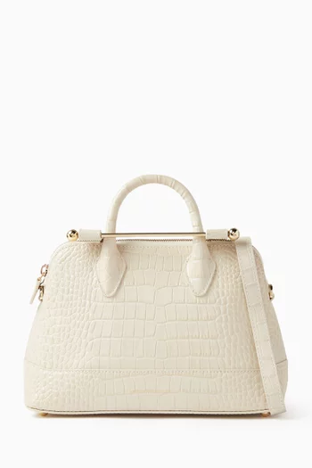 Mini Dome Tote Bag in Croc-embossed Leather