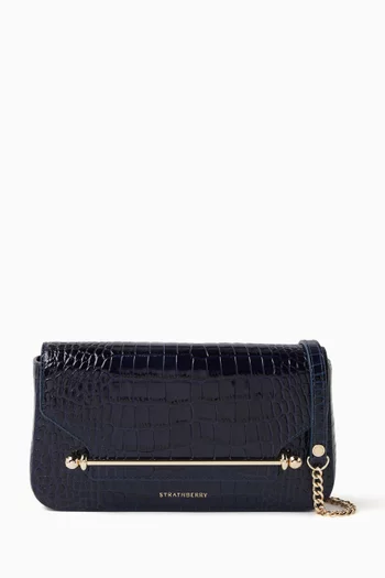 East/West Omni Clutch Bag in Croc-embossed Leather