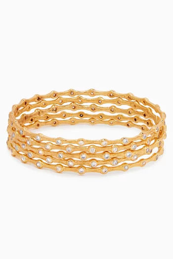 Wave Bangles in 18kt Gold-plated Brass, Set of 5