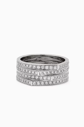 Antifer 4 Rows Pavé Diamond Ring in 18kt White Gold