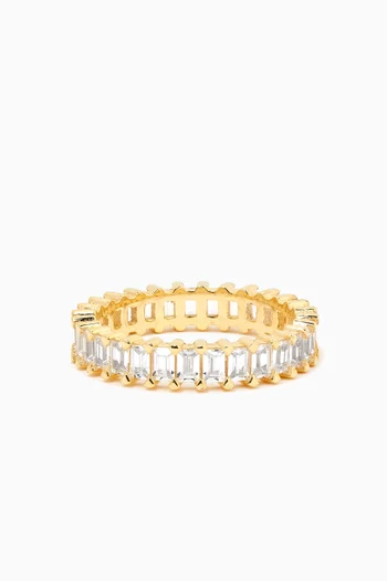 Tamtur Baguette Crystal Ring in Gold-plated Sterling Silver