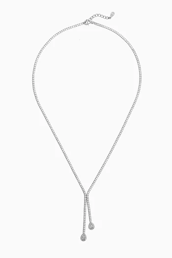 Double Drop Stone Necklace in Sterling Silver