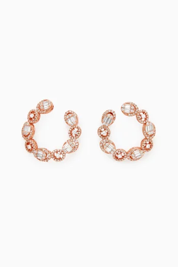 Oval Crystal Stud Earrings in Rose Gold-plated Sterling Silver