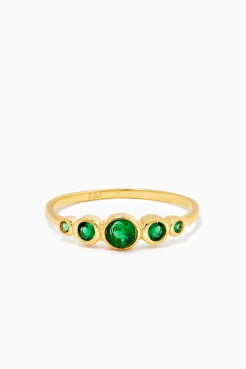 Five Stone Emerald Crystal Ring in Gold-vermeil
