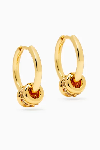 Crystal Rondelle Hoops in Gold-plated Brass