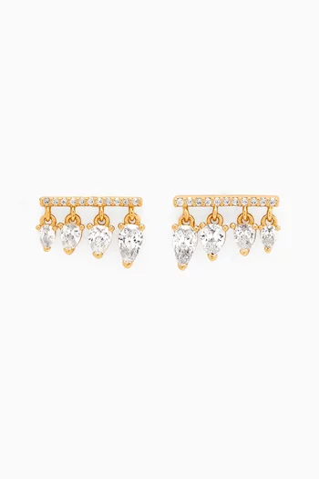 Pavé Crystal Bar Stud Earrings in Gold-plated Brass
