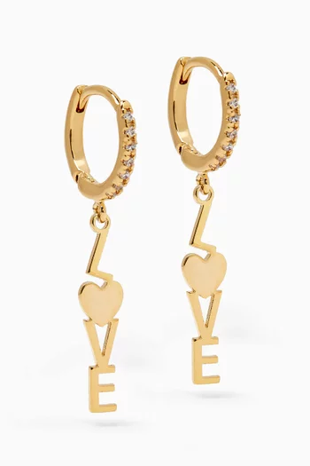 Love Drop Crystal Hoops in Gold-plated Brass