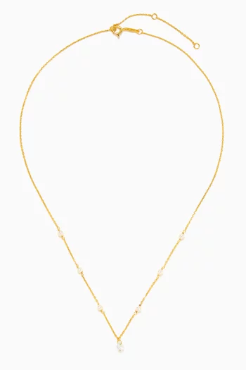 Pearl & Floating Crystal Necklace in Gold-vermeil