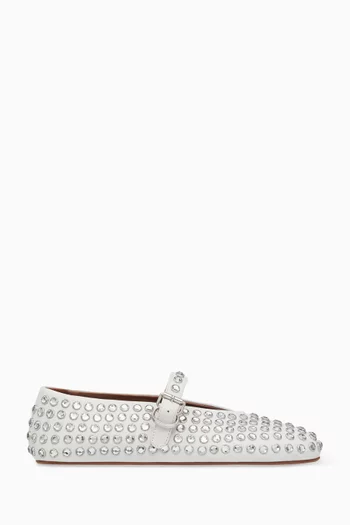Crystal-embellished Ballet Flats in Nappa Leather