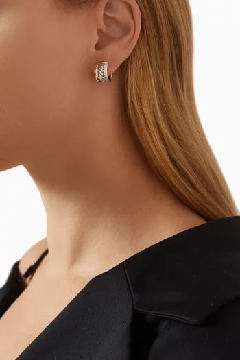 DY Mercer™ Diamond Huggie Earrings in Sterling Silver & 18kt Gold