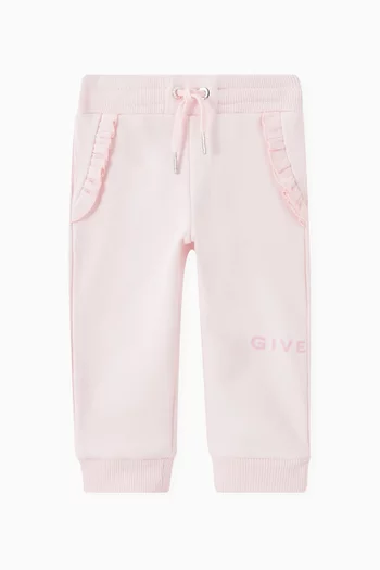 Ruffled Logo Jogger Pants in Cotton French Terry