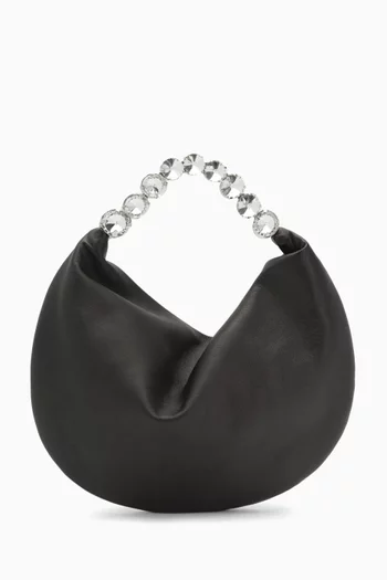 Crystal-embellished Hobo Bag in Leather
