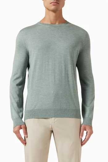 Crewneck Sweater in Silk & Cashmere-blend Knit
