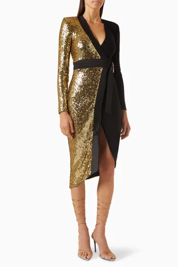Take Off Midi Dress in Sequin Jersey