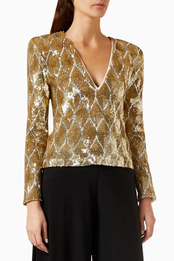 Night Moves Top in Sequinned Jersey