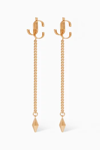 Diamond JC Drop Earrings in Gold-finish Brass