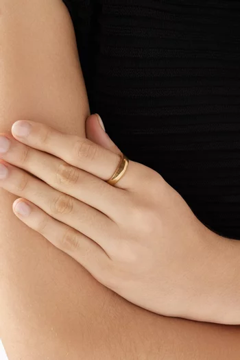 Diamond Signet Ring in Gold-finish Brass