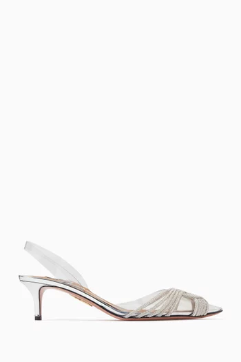 Gatsby 50 Crystal-embellished Slingback Pumps in PVC & Leather